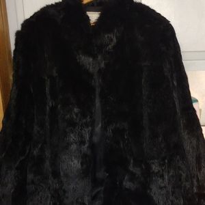 Vintage black rabbit fur coat